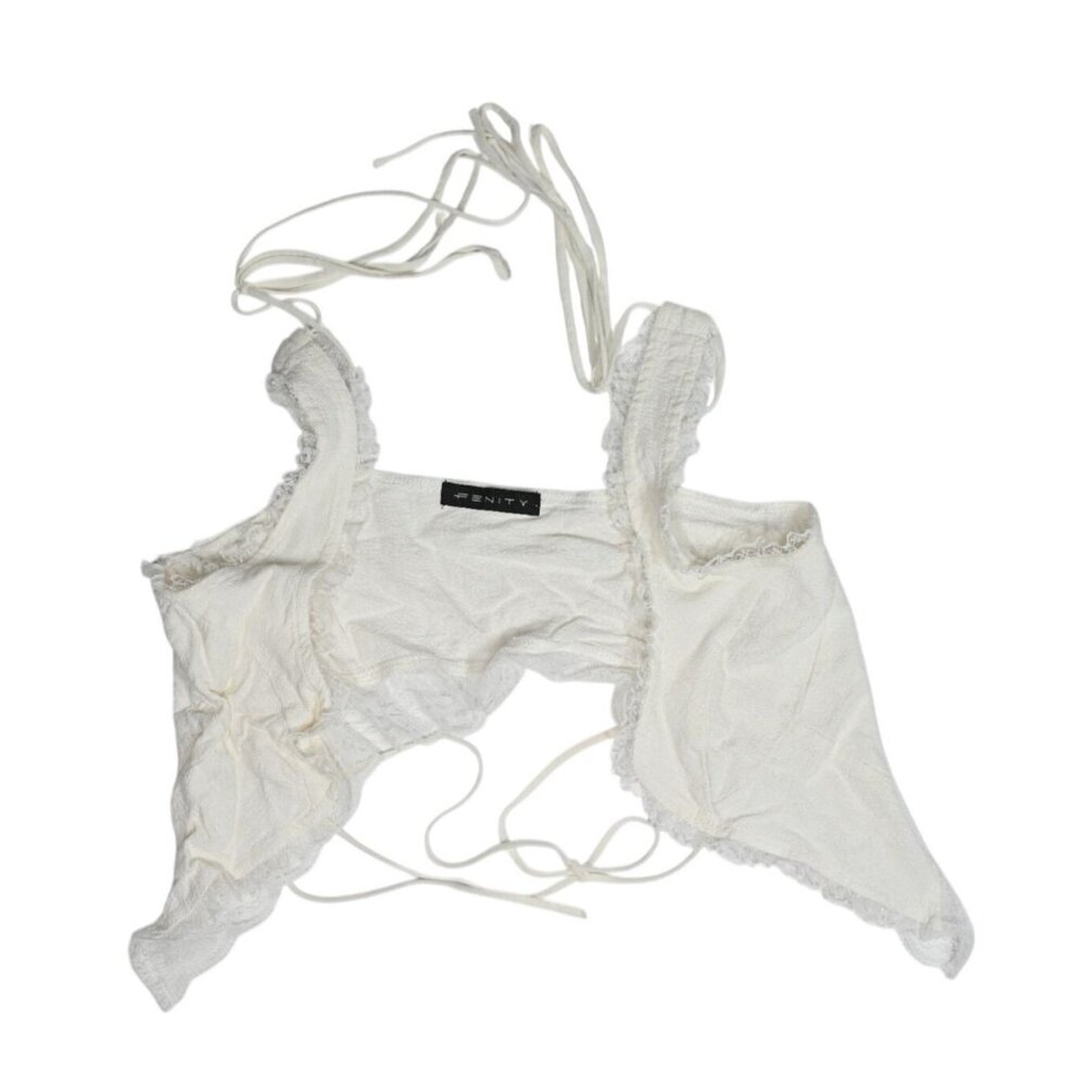 FENITY Tie Front Top in White
